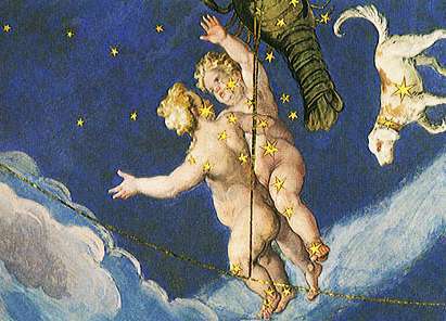 Earthlore Explorations Lore of Astrology: Mural detail of Gemini Constellation