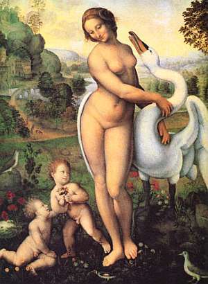 Earthlore Explorations Lore of Astrology: Gemini - Leda with her twin sons, Castor & Pollux by Da Vinci