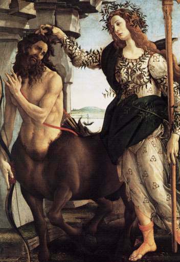 Earthlore Explorations Lore of Astrology Sagittarius: Pallas and the Centaur by Sandro Botticelli