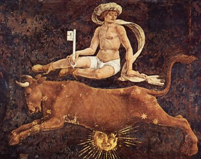 Earthlore Explorations Lore of Astrology Taurus : Fresco Mural at the Palazzo Schifanoia in Ferrara, Italy.