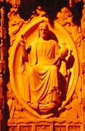Earthlore Gothic Architecture: Figure of Christ within a Vesica Pisces motif.