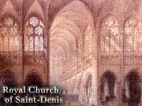 Earthlore Explorations Gothic Dreams: Oil rendering of the interior of the abbey of Sainte-Denis, Paris
