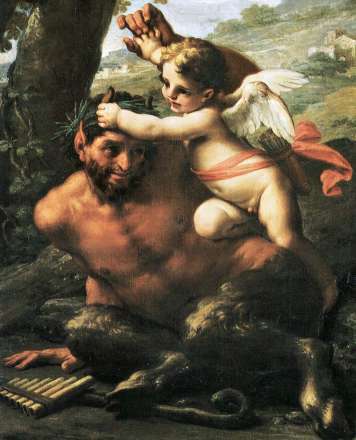 Earthlore Explorations Lore of Astrology Capricorn: Struggle between Cupid and Pan by Francesco Mancini