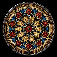 Medieval stained glass rose window motif