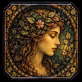Medieval stained glass poetry motif